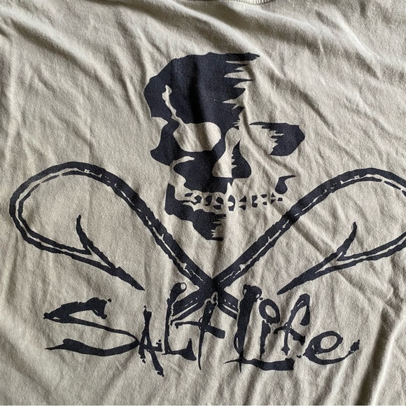 Salt Life Skull and Fish Hook Olive Tee size XL - Picture 7 of 7